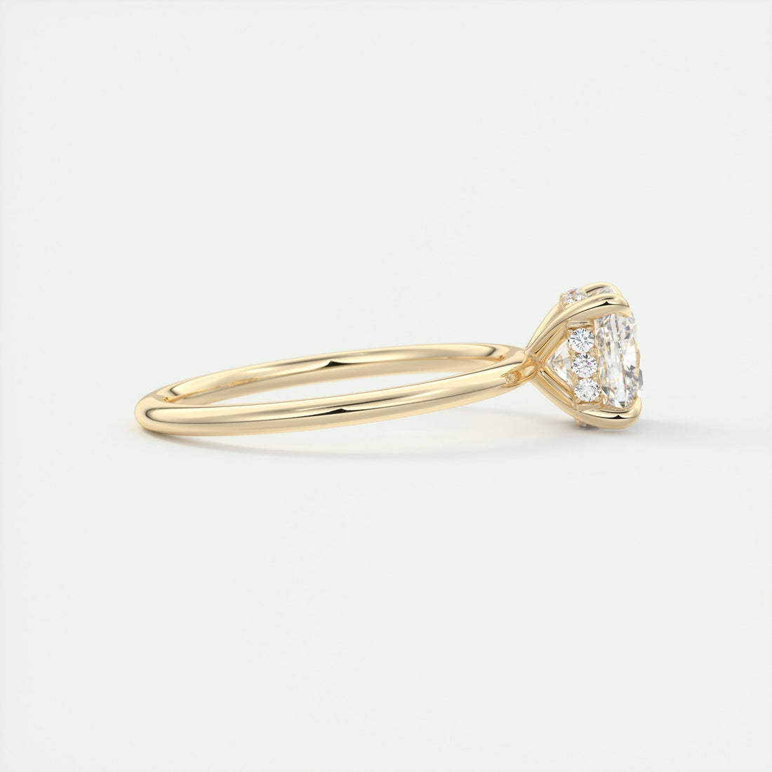 2CT Cushion Moissanite Solitaire Engagement Ring With Hidden Halo Setting