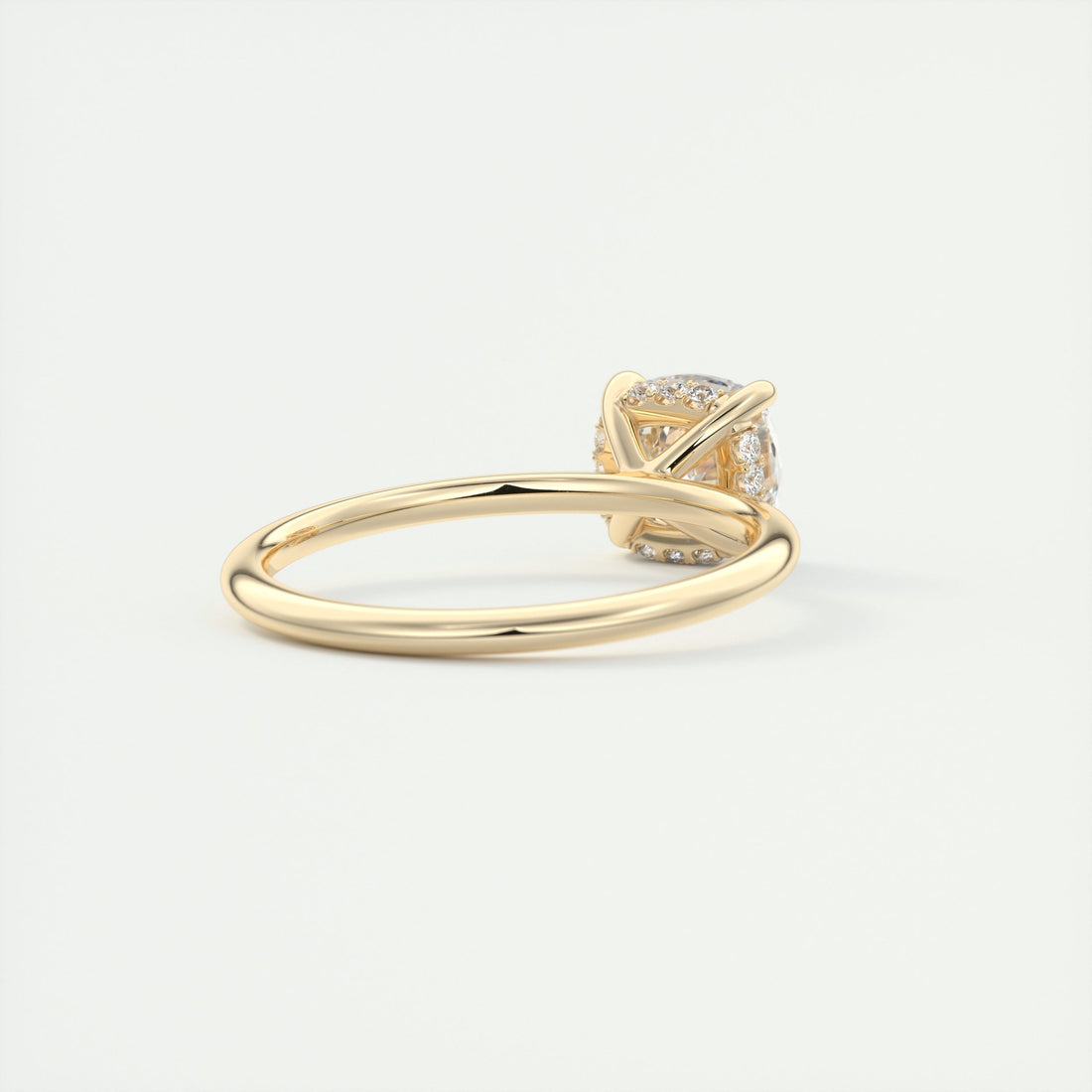 2CT Cushion Moissanite Solitaire Engagement Ring With Hidden Halo Setting