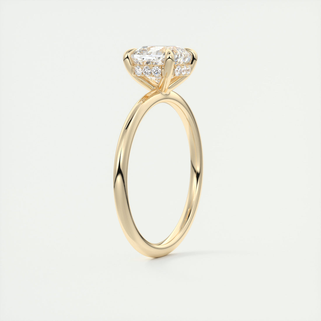 2CT Cushion Moissanite Solitaire Engagement Ring With Hidden Halo Setting