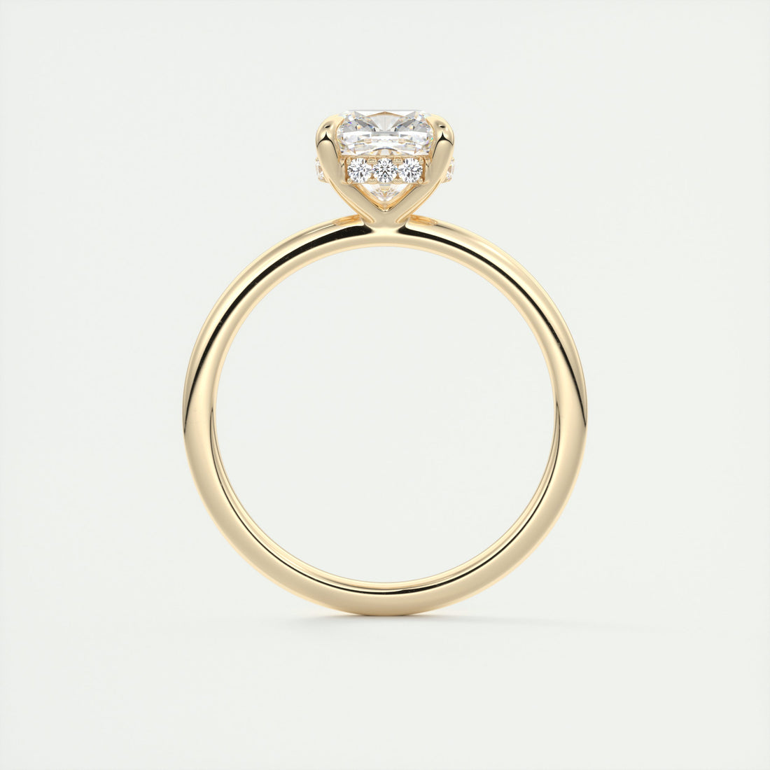 2CT Cushion Moissanite Solitaire Engagement Ring With Hidden Halo Setting