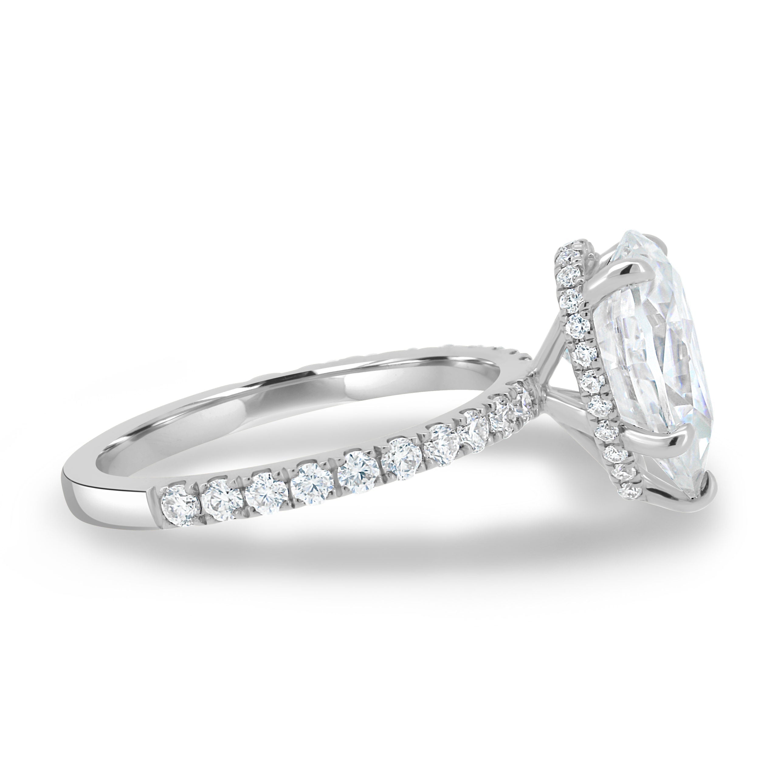 1.80 - 3.80 CT Pear Moissanite Hidden Halo Pave Setting Engagement Ring