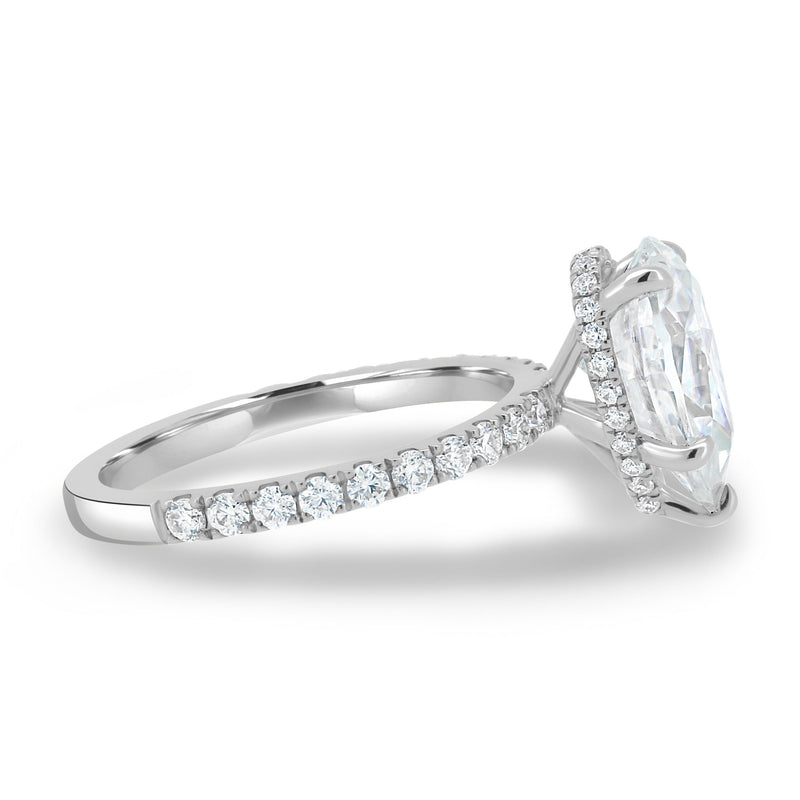 1.80 - 3.80 CT Pear Moissanite Hidden Halo Pave Setting Engagement Ring