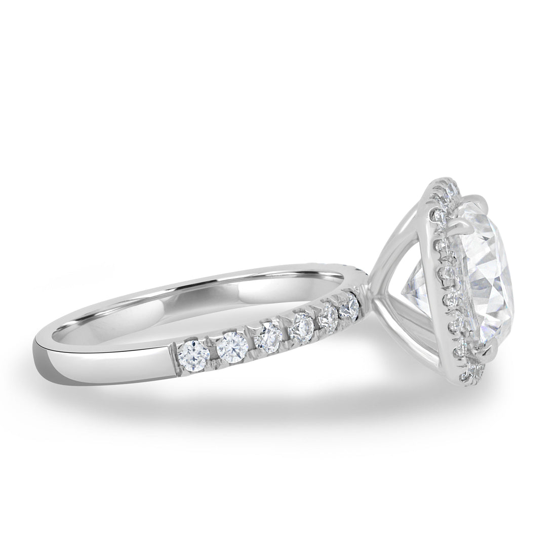 2.50CT Cushion Moissanite Halo Pave Setting Engagement Ring