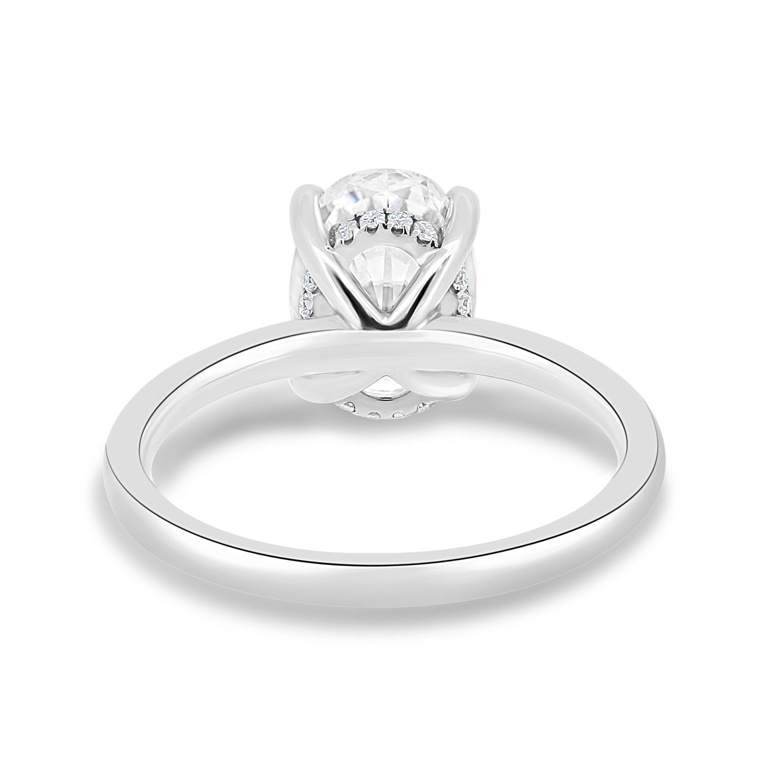 2.05CT Oval Cut Moissanite Hidden Halo Engagement Ring