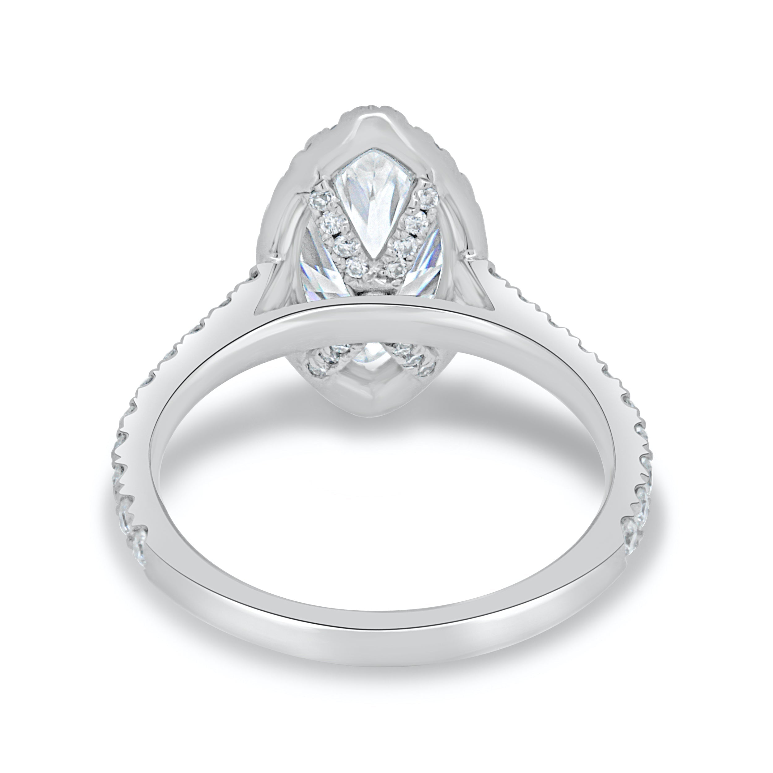 1.60CT Marquise Cut Moissanite Halo Engagement Ring in 14K White Gold