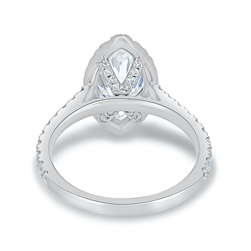 1.60CT Marquise Cut Moissanite Halo Engagement Ring in 14K White Gold