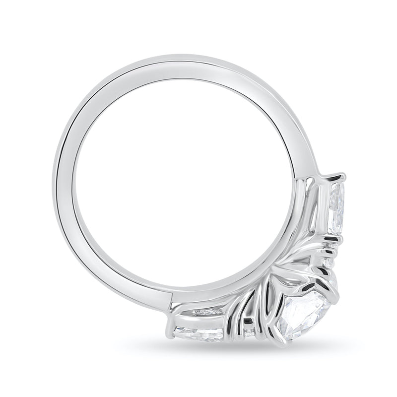 1.25CT Round Cut Cluster Moissanite Engagement Ring