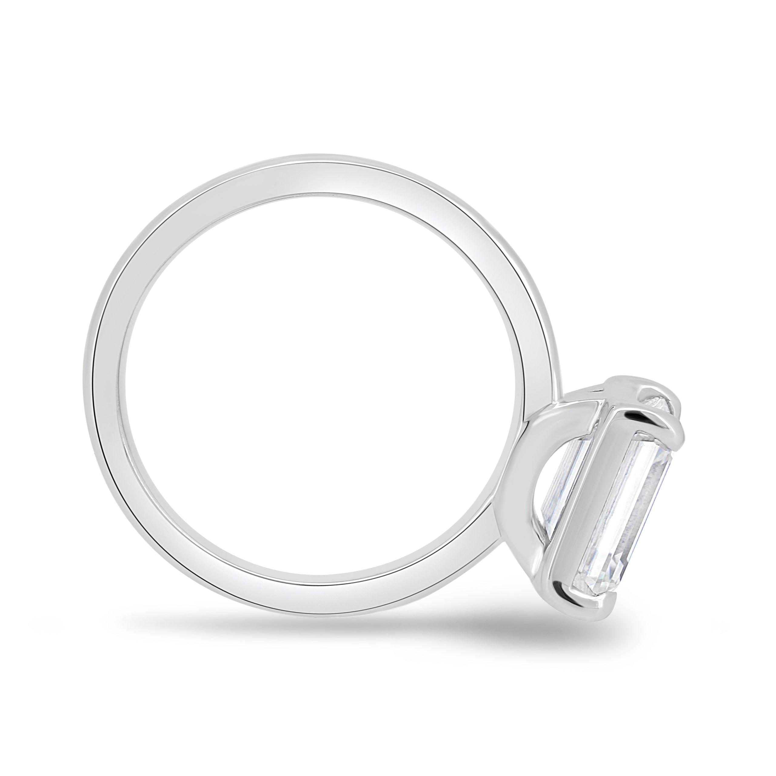 1.60CT East West Emerald Cut Moissanite Engagement Ring