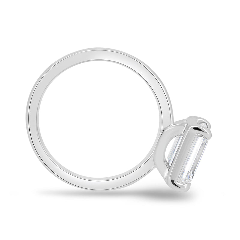 1.60CT East West Emerald Cut Moissanite Engagement Ring