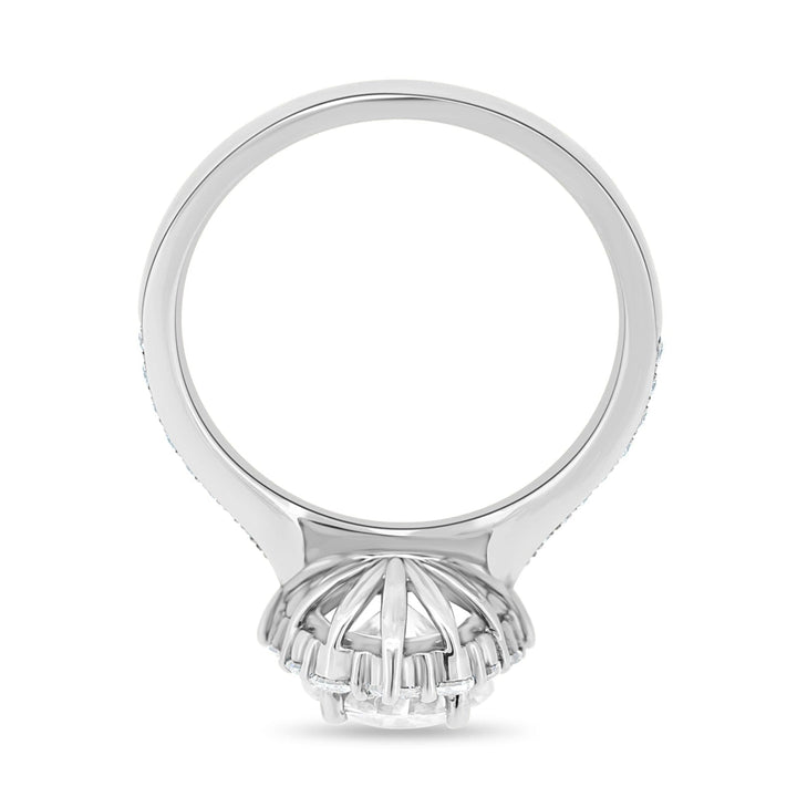 1.35CT Round Cut Halo Moissanite Engagement Ring in 14K White Gold