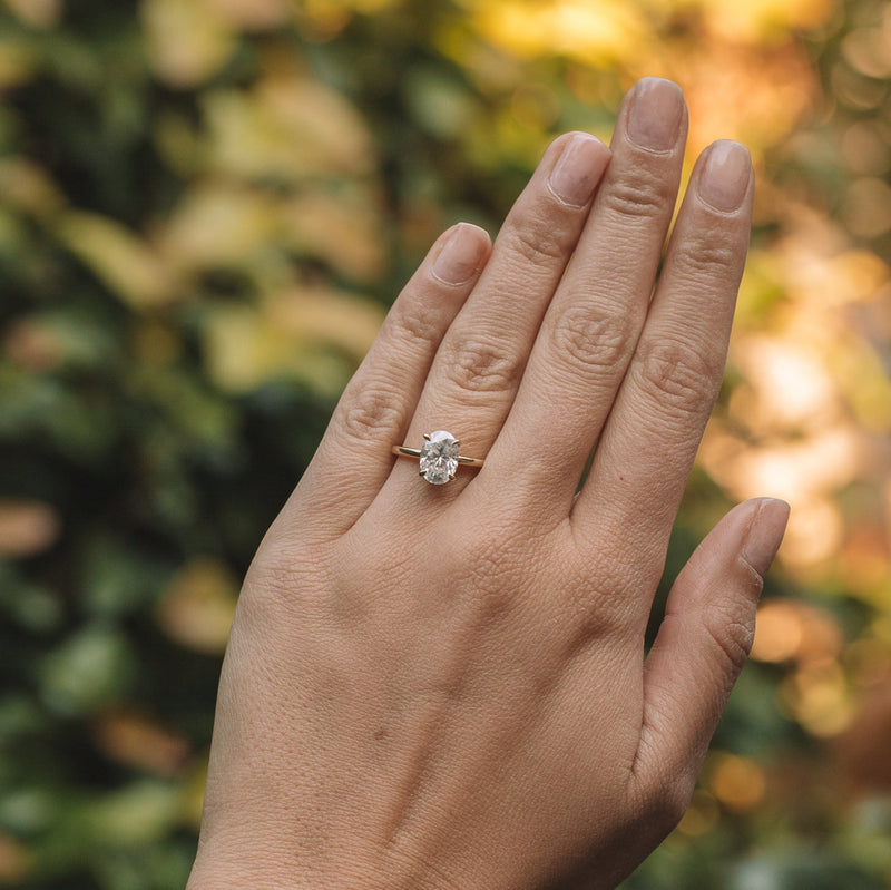 2.05CT Oval Cut Moissanite Hidden Halo Engagement Ring