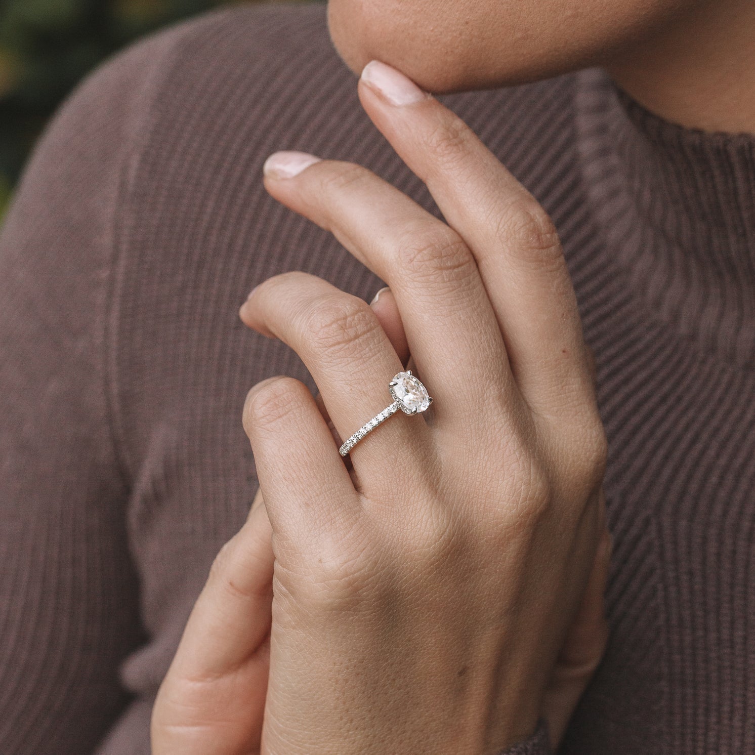 1.80 - 3.80 CT Oval Cut Moissanite Hidden Halo Engagement Ring