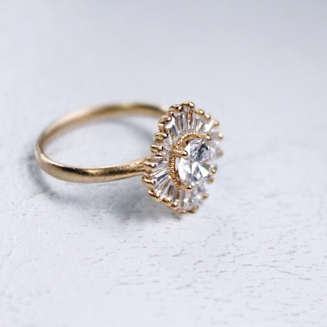1.0CT Round Cut Ballerina Style Moissanite Engagement Ring