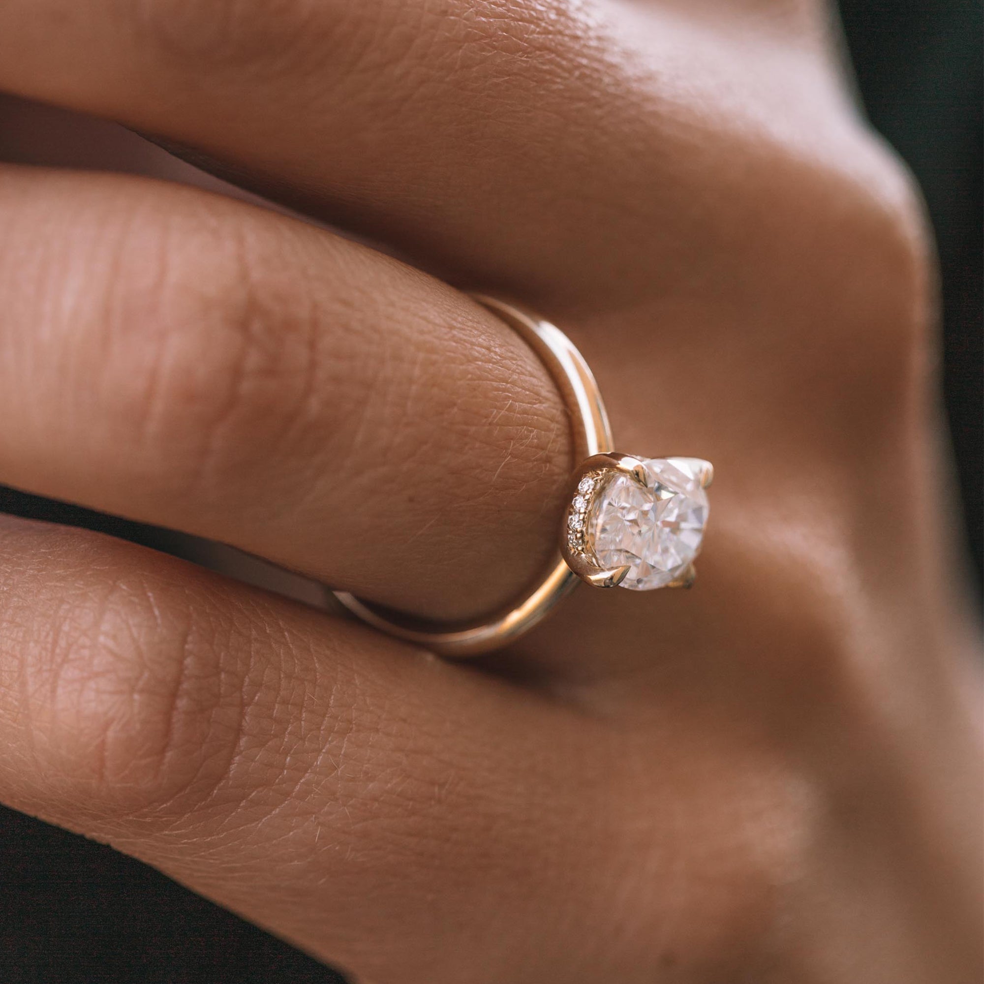 2.05CT Oval Cut Moissanite Hidden Halo Engagement Ring