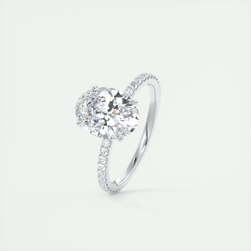 2CT Oval Cut Moissanite Solitaire Pave Setting Engagement Ring