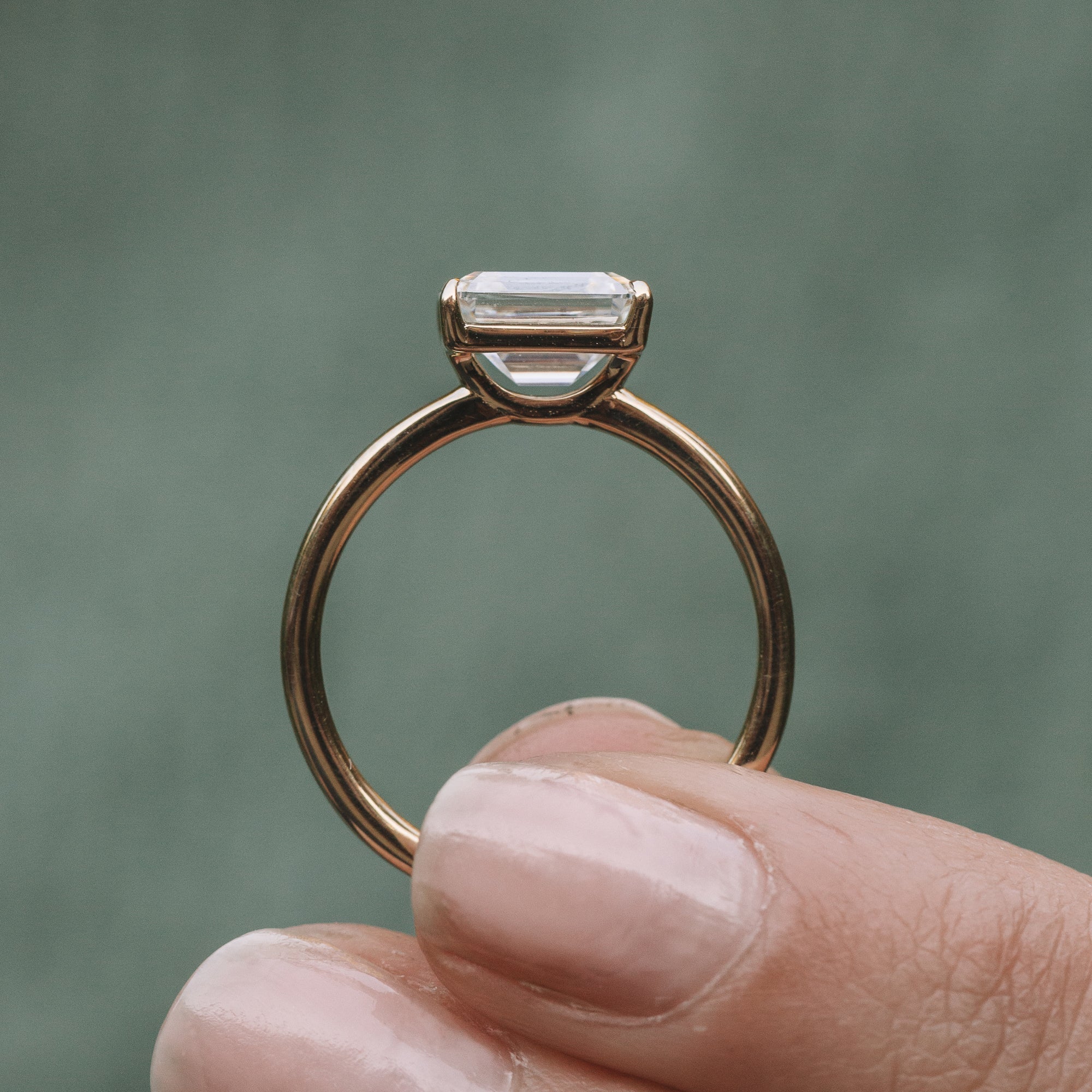 1.60CT East West Emerald Cut Moissanite Engagement Ring