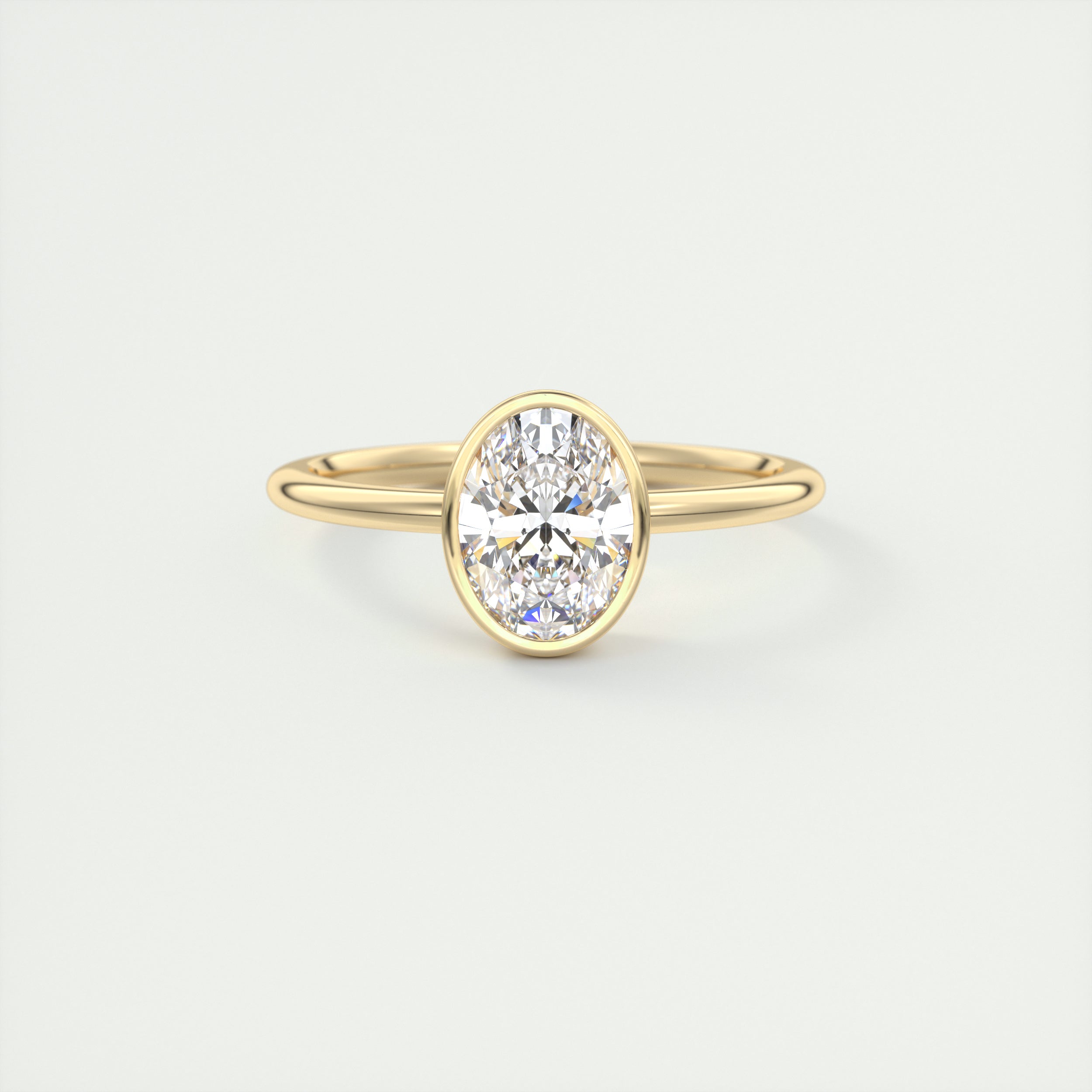 2CT Oval Cut Moissanite Bezel Solitaire Engagement Ring