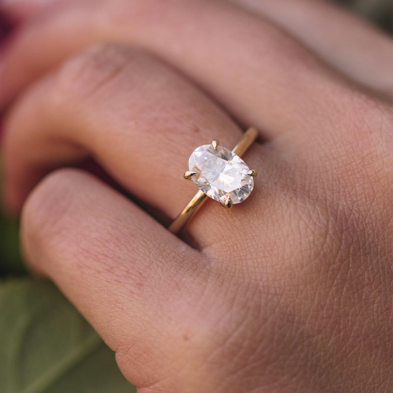 2.05CT Oval Cut Moissanite Hidden Halo Engagement Ring