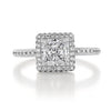 1.5ct Princess Cut Moissanite Halo Engagement Ring
