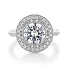 2.0ct Round Cut Moissanite Unique Halo Engagement Ring