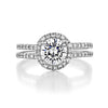 1.0ct Round Cut Halo Double Shank Moissanite Engagement Ring