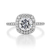 1.0ct Round Cut Moissanite Unique Halo Style Engagement Ring