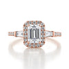 1.60ct Emerald Cut Moissanite Halo 4 Prong Engagement Ring
