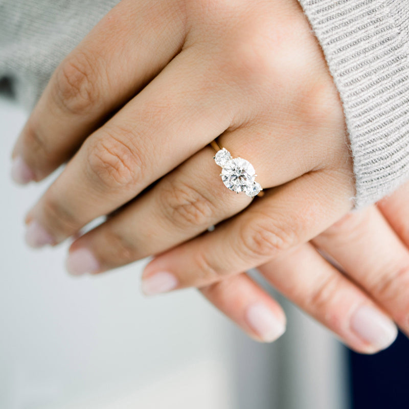 2.25CT Round Moissanite Three Stone Engagement Ring