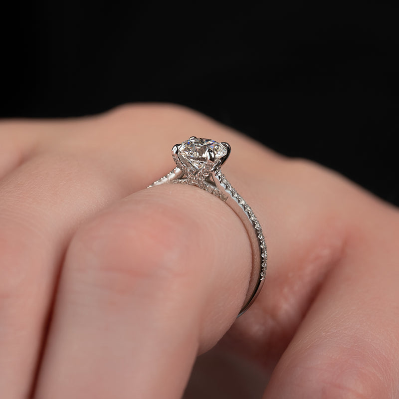 2.0 - 4.0 CT Round Cut CVD Diamond Pave Engagement Ring