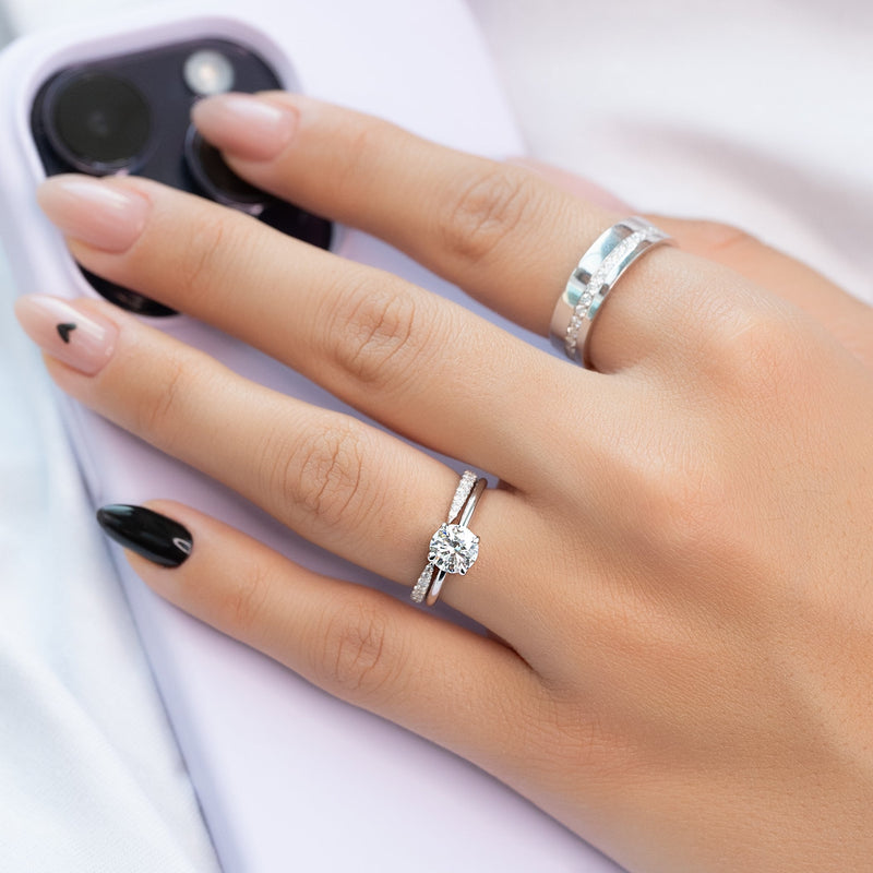 1.0-3.0 CT Round Cut CVD Diamond Solitaire Engagement Ring