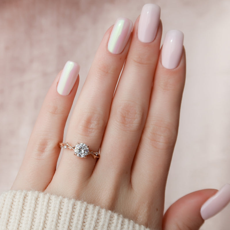 1.50 - 3.0 CT Round Cut CVD Diamond Twig Setting Engagement Ring