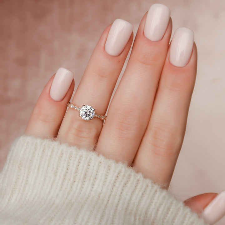 1.0 - 2.0 CT Round Cut CVD Diamond  art-deco Engagement Ring