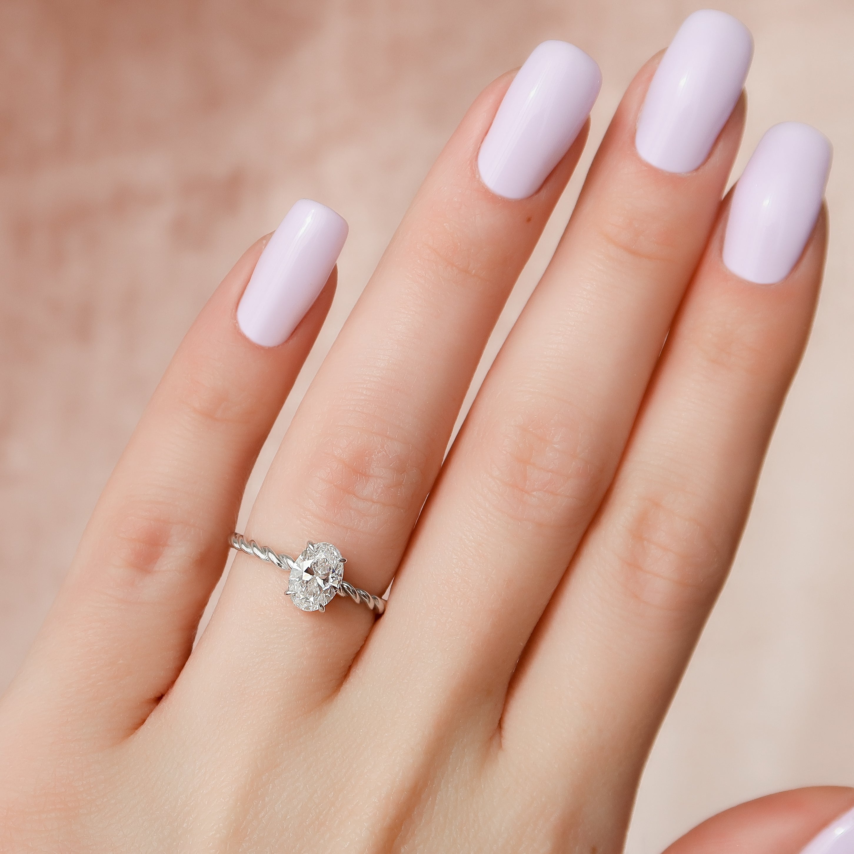 1.0 -3.0 CT Oval Cut CVD Diamond Hidden Halo Engagement Ring