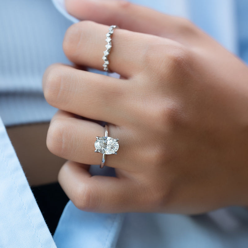 1.0 - 3.0 CT Oval Cut CVD Diamond Solitaire Engagement Ring