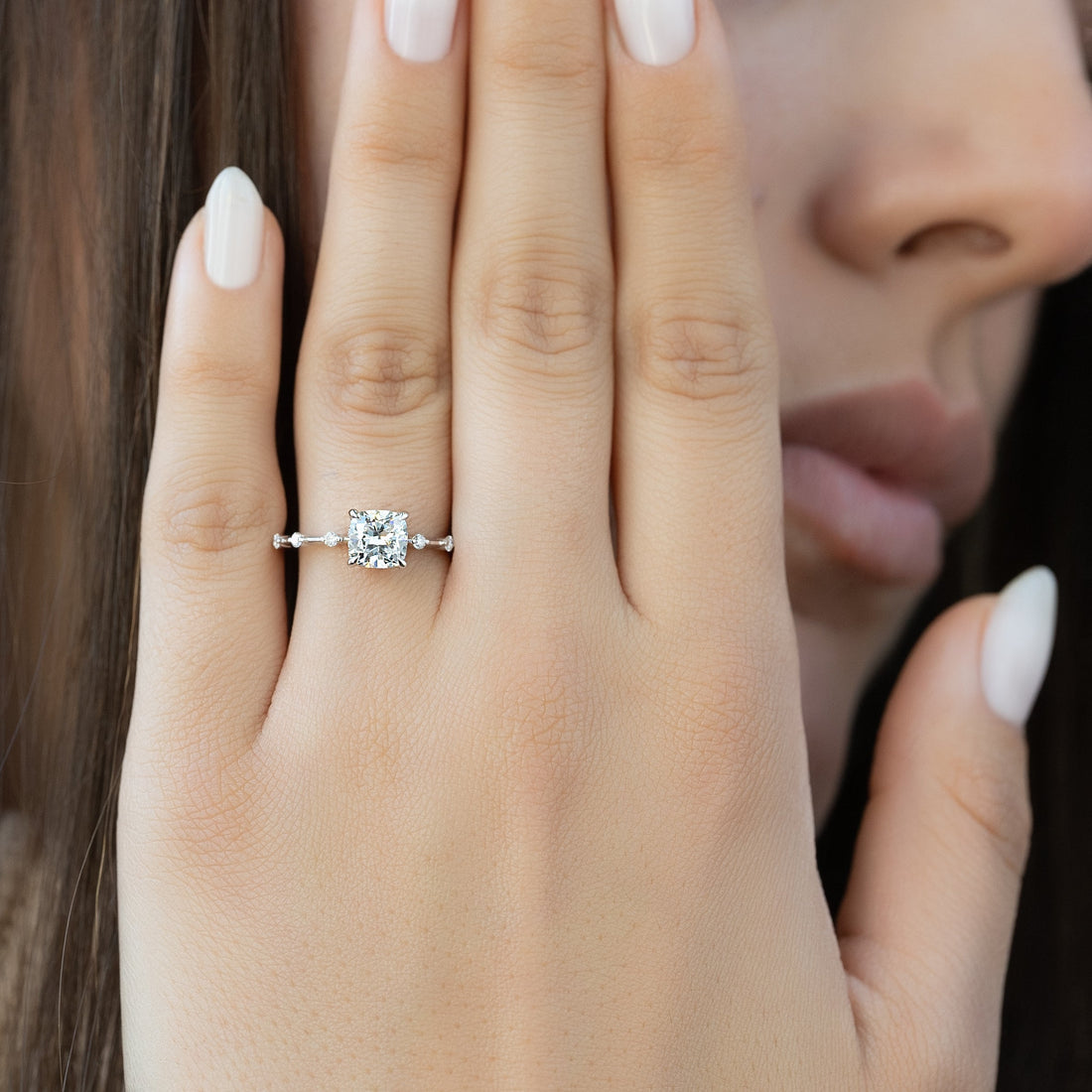 1.0 - 3.0 CT Cushion Cut CVD Diamond Dainty Engagement Ring