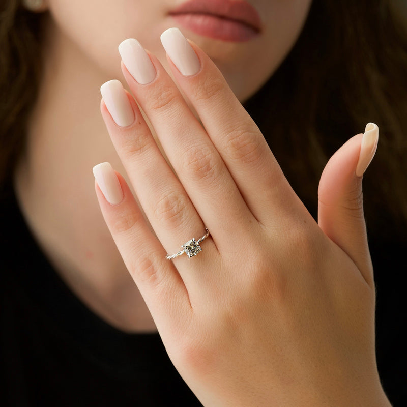 2.0 - 4.0 CT Cushion Cut CVD Diamond Twisted Engagement Ring