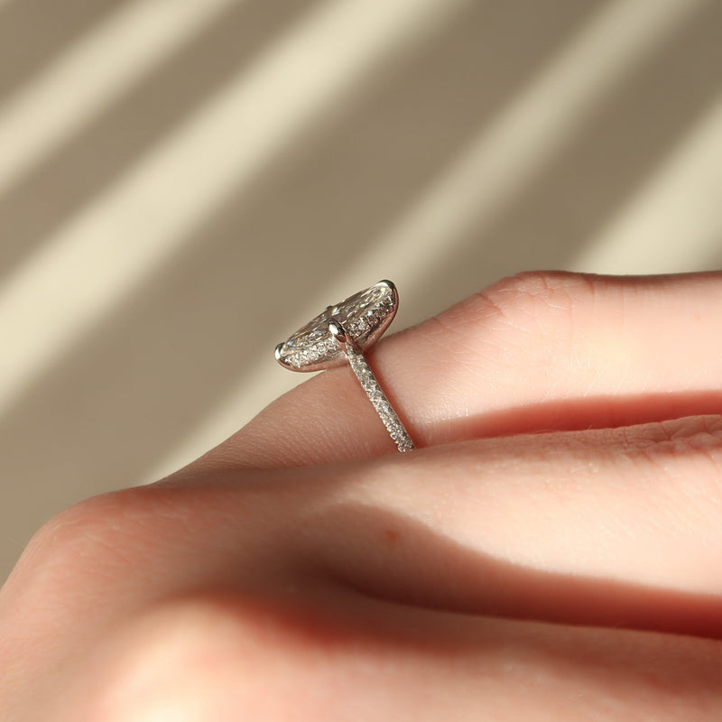 2.0 - 4.0 CT Marquise Cut CVD Diamond Hidden Halo & Pave Engagement Ring