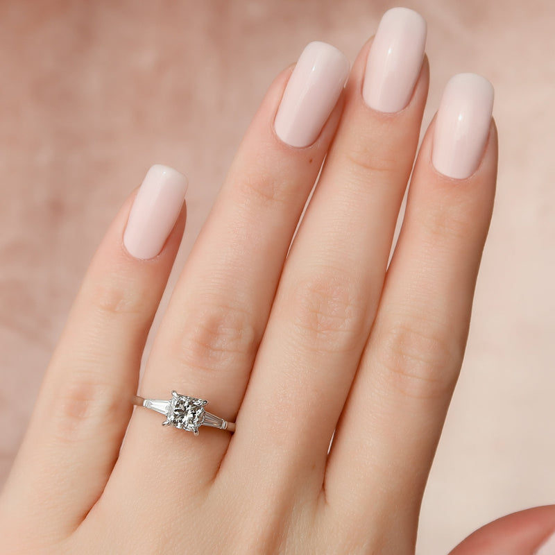 2.0 -4.0 CT Shape Princess Three Stone Style Engagement Ring