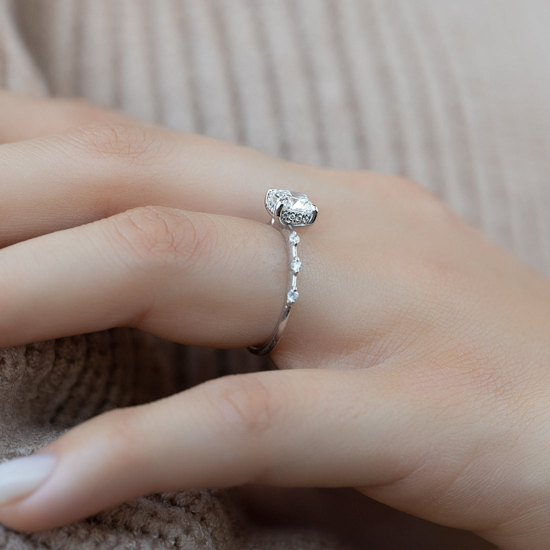 1.0 - 3.0 CT Cushion Cut CVD Diamond Dainty Engagement Ring