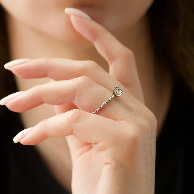 2.0 - 4.0 CT Cushion Cut CVD Diamond Twisted Engagement Ring