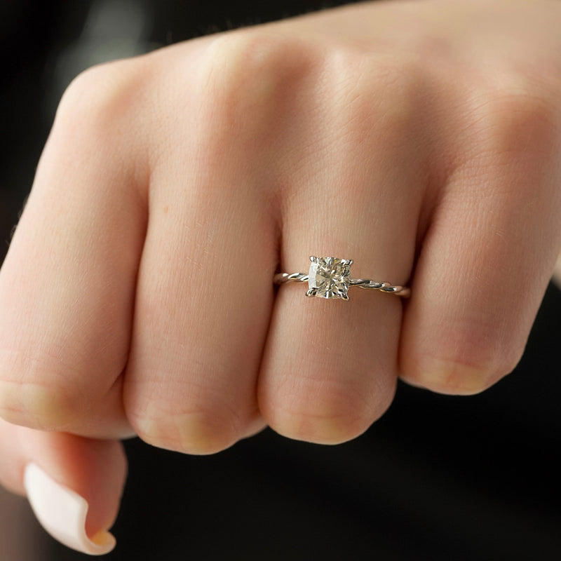 2.0 - 4.0 CT Cushion Cut CVD Diamond Twisted Engagement Ring