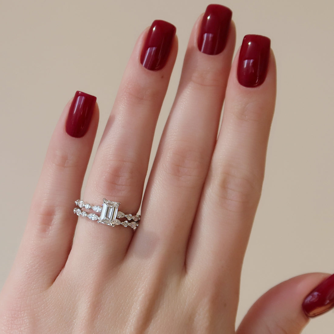 2.0 - 4.0 CT Emerald Cut CVD Diamond Hidden Halo Style Engagement Ring