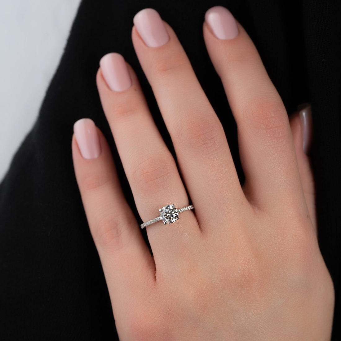 2.0 - 4.0 CT Round Cut CVD Diamond Pave Engagement Ring