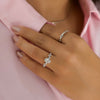 2.0 -4.0 CT Oval Cut CVD Diamond Hidden Halo & Pave Engagement Ring