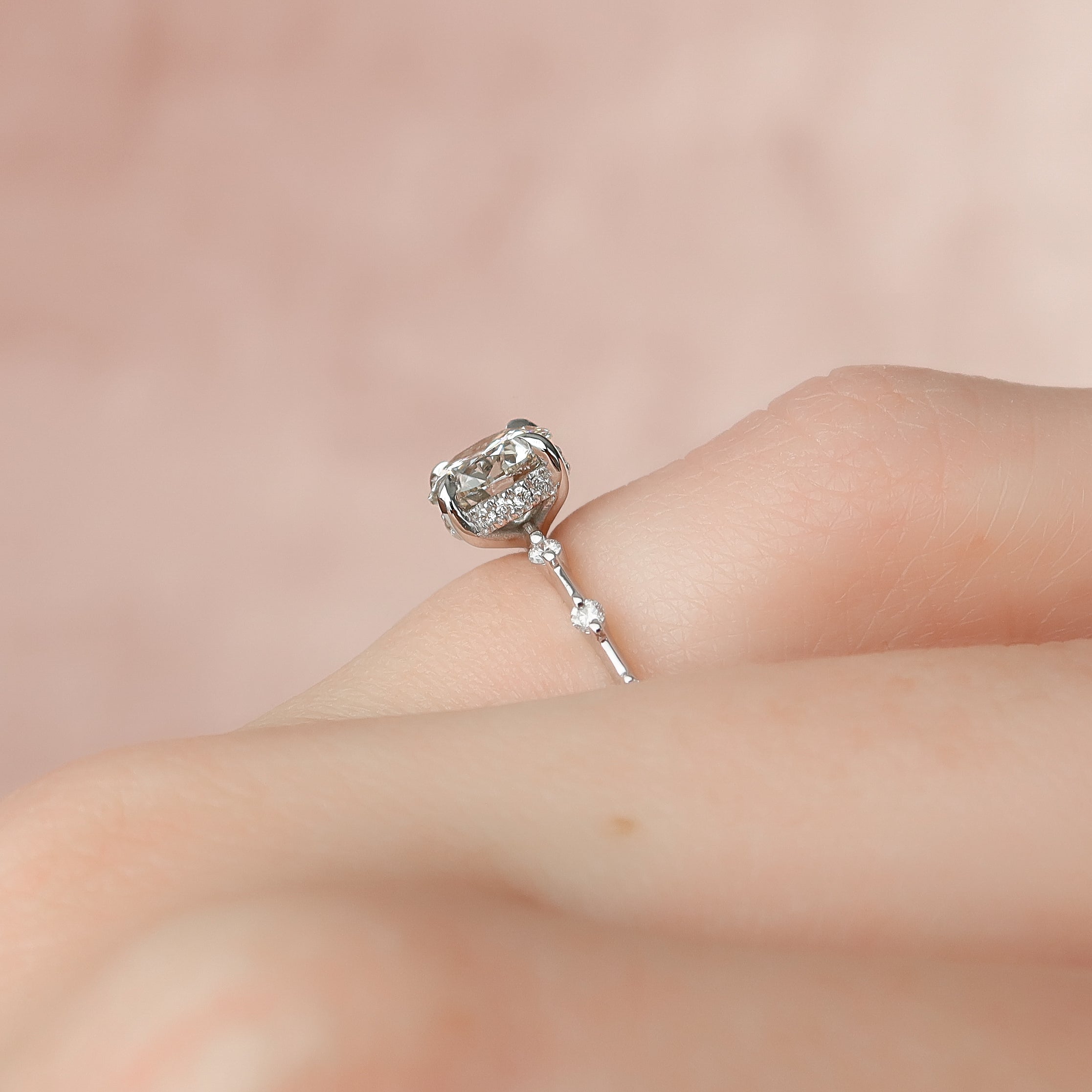 1.50 - 3.50 CT Round Cut CVD Diamond Hidden Halo & Pave Engagement Ring