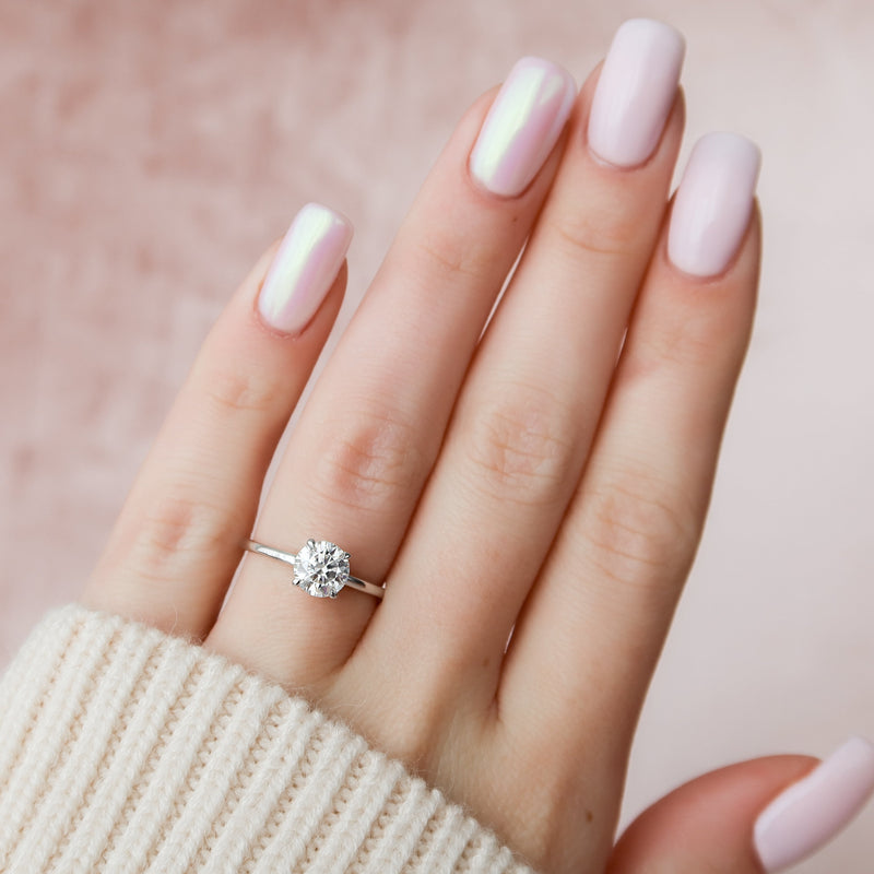 1.0 - 3.0 CT Round Cut CVD Diamond Hidden Halo Engagement Ring