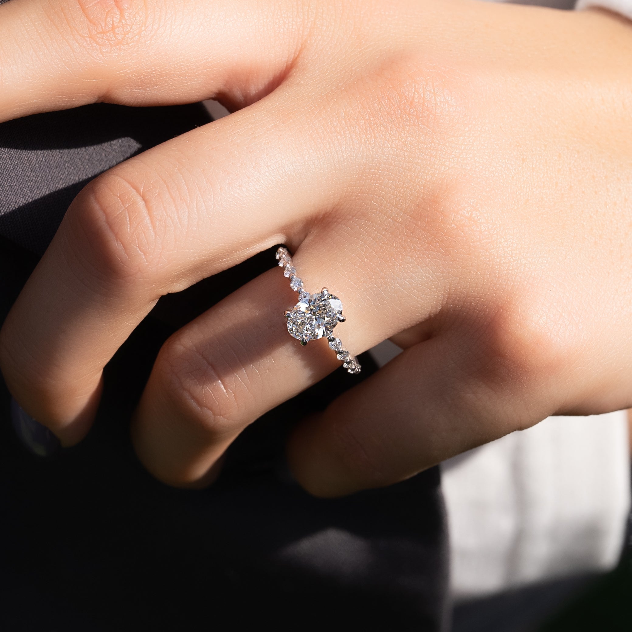 1.50 - 3.50 CT Oval Cut CVD Diamond Hidden Halo & Pave Engagement Ring