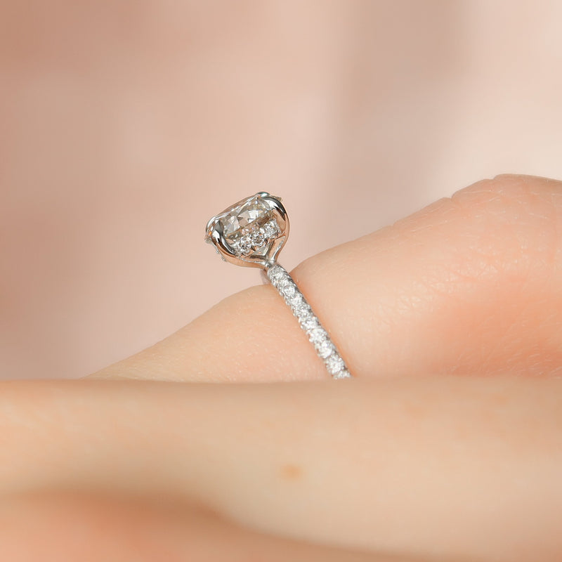 1.50 - 3.50 CT Round Cut CVD Diamond Hidden Halo & Pave Engagement Ring