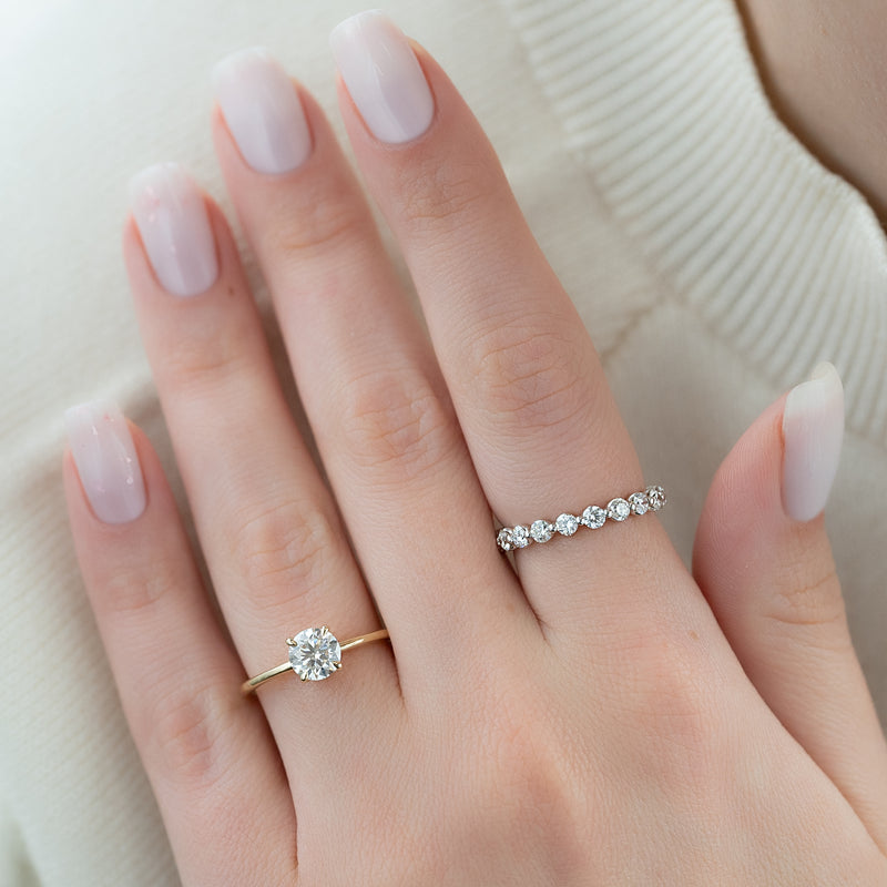 1.0-3.0 CT Round Cut CVD Diamond Solitaire Engagement Ring