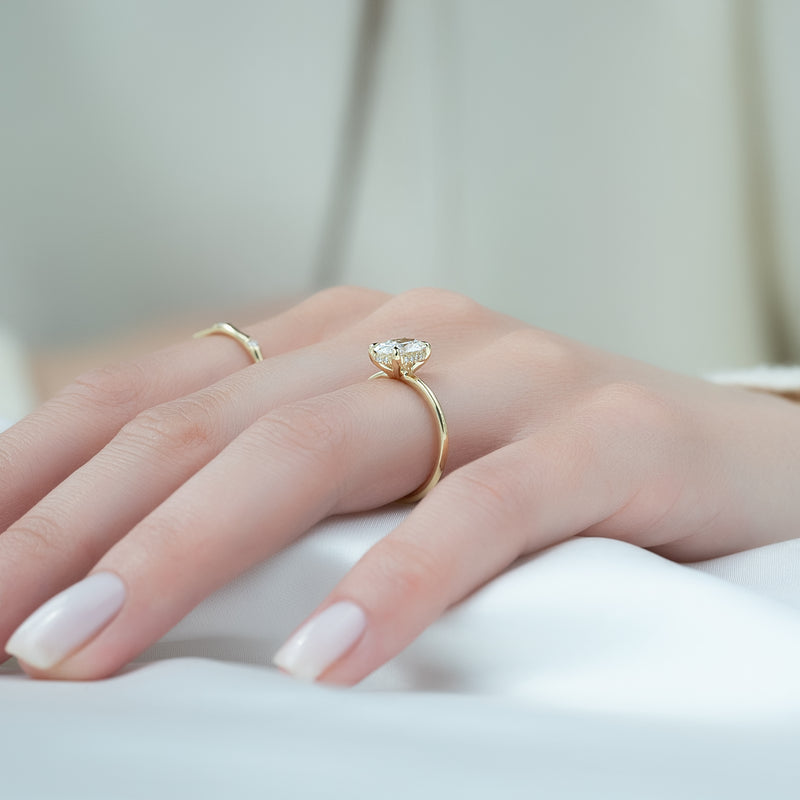 1.50 - 3.50 CT Oval  Cut CVD Diamond Hidden Halo Engagement Ring